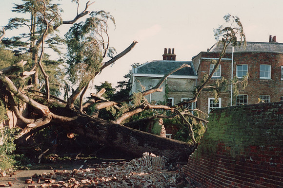 A Fallen Tree Through The Wall Of Ashtead House After The Great Storm Of 1987