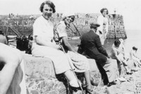 Gladys Punter (Centre Wearing Head Scarf) At Clovelly 1930s