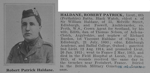 Haldane R P Lt 6th Black Watch Obit