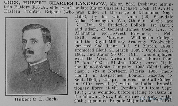 Cock H C L Major Royal Garrison Artillry Obit Part 1