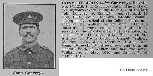 Convery J Pte 8/11219 10th West Riding Regiment Obit