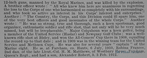 Colquhoun R C Major Royal Marine Light Infantry Obit Part 2