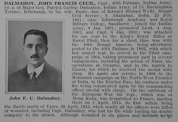 Dalmahoy J F C Captain Indian Army Obit Part 1
