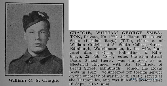 Craigie W G S Pte 1772 4th Royal Scots Obit