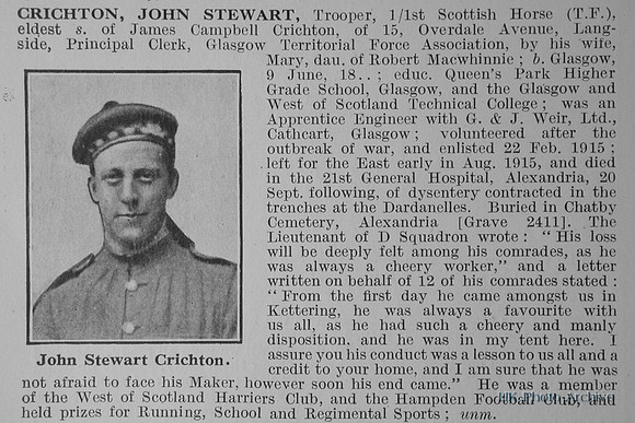 Crichton J S Tpr 4352 Scottish Horse Obit