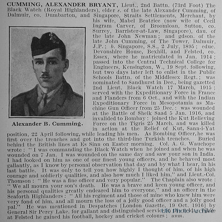 Cumming A B Lt 2nd Black Watch Obit