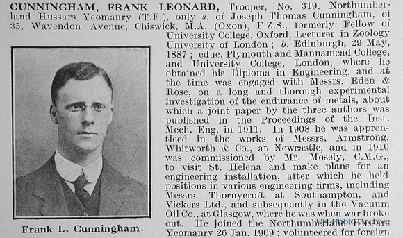 Cunningham F L Tpr 319 Northumberland Hussars Obit Part 1