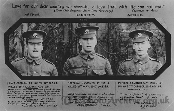 Jones H V Cpl 9589 1st Duke Of Cornwalls Light Infantry Croydon Roll Of Honour