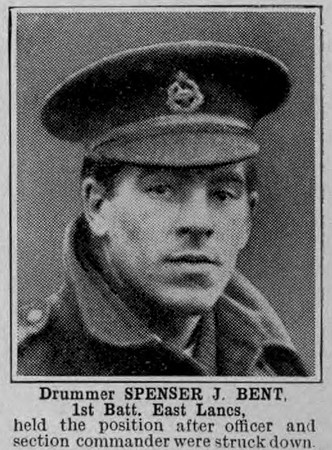 Bent S J Drummer VC 1st East Lancs Regiment