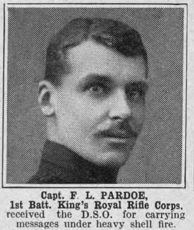 Pardoe F L Captain DSO 1st Kings Royal Rifle Corps
