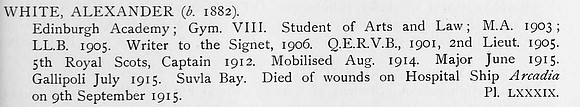 White A Major 5th Royal Scots Obit