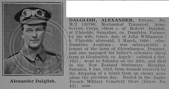 Dalglish A Pte M2-130788 Army Service Corps Obit