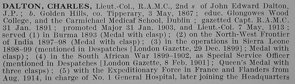 Dalton C Lt Col Royal Army Medical Corps Obit Part 1