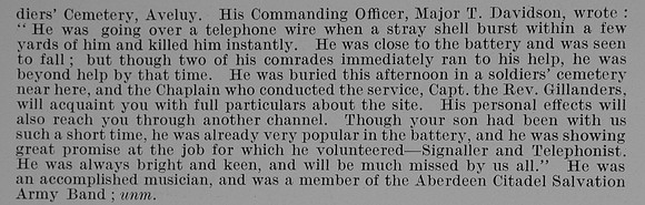 Davidson T H Dvr 560 Royal Field Artillery Obit Part 2