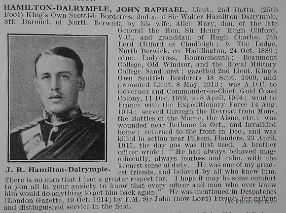 Hamilton-Dalrymple J R Lt 2nd Kings Own Scottish Borderers Obit
