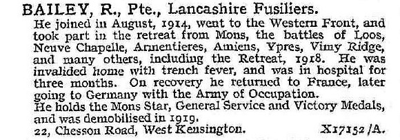 Bailey R Pte Lancashire Fusiliers