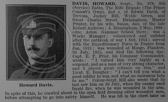 Davis H Sergt 978 8th Rifle Brigade Obit Part 1
