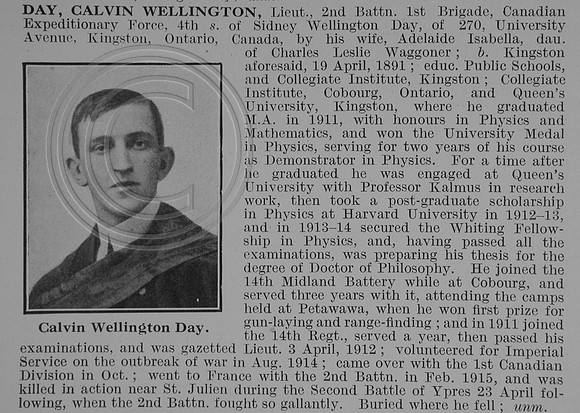 Day C W Lt 2nd CEF Obit