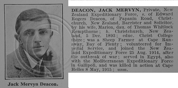 Deacon J M Pte NZEF Obit