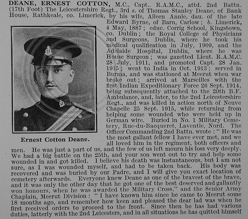 Deane E C Captain MC Royal Army Medical Corps Obit Part 1
