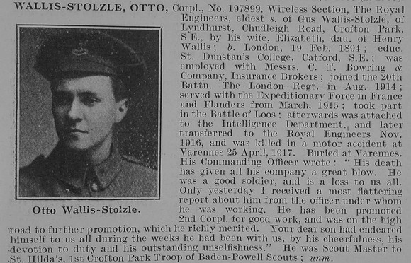 Wallis-Stolzle O Cpl Royal Engineers Obit De Ruvignys Roll Of Honour Vol 3
