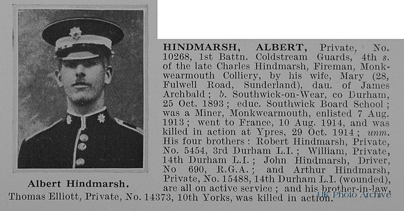 Hindmarsh A Pte 10268 1st Coldstream Guards Obit