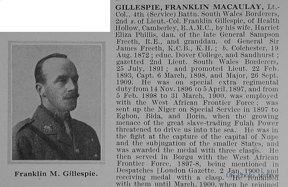 Gillespie F M Lt Col 4th South Wales Borderers Obit Part 1