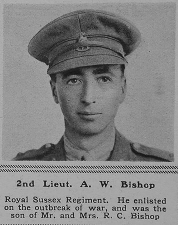 Bishop A W 2nd Lt 9th Royal Sussex Regiment The Sphere 20th July 1918