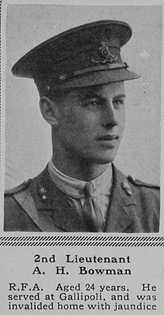 Bowman A H 2nd Lt Royal Field Artillery The Sphere 15th July 1916