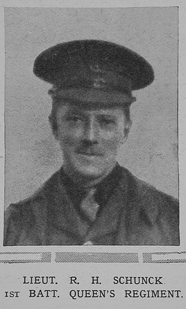 Schunck R H Lt 1st Queens West Surrey Regiment The Illustrated London News 23rd Jan 1915