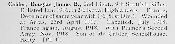 Calder D J B 2nd Lt 9th Cameronians Photo Available Plate 4