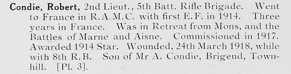 Condie R 2nd Lt 5th Rifle Brigade