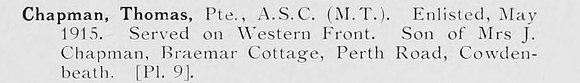 Chapman T Pte Army Service Corps Photo Available Plate 9