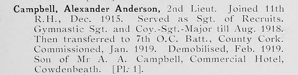 Campbell A A 2nd Lt 11th Black Watch Photo Available Plate 1