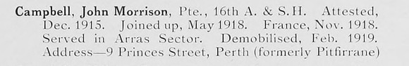 Campbell J M Pte 16th Argyll And Sutherland Highlanders