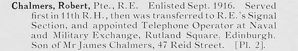 Chalmers R Pte Royal Engineers Photo Available Plate 2