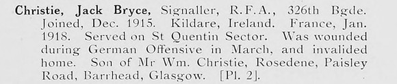 Christie J B Sig Royal Field Artillery Photo Available Plate 2