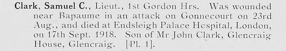 Clark S C Lt 1st Gordon Highlanders Photo Available Plate 1
