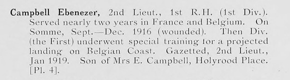 Campbell E 2nd Lt 1st Black Watch Photo Available Plate 4