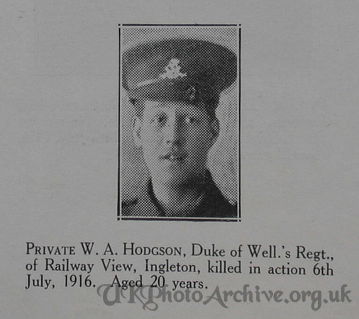 Hodgson W A Pte 6th West Riding Regt Craven Roll Of Honour