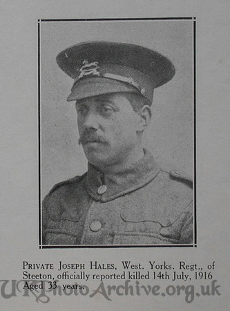 Hales J Pte West Yorks Regt Craven Roll Of Honour