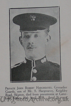 Hargreaves J R Pte 4th Grenadier Guards Craven Roll Of Honour