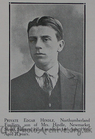 Hindle E Pte 14th Northumberland Fusiliers Craven Roll Of Honour