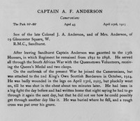 Anderson A F Captain Camronians Obit