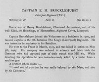 Brocklehurst E H Captain Kings Liverpool Regiment Obit