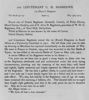 Bagshawe G H 2nd Lt 1st Dragoons Obit