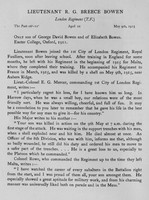 Bowen R G B Lt London Regiment Obit