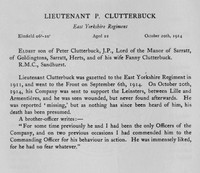 Clutterbuck P Lt East Yorkshire Regiment Obit