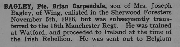 Bagley B C Pte 40894 16th Manchester Regiment Part 1