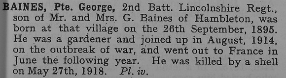 Baines G Pte 3080 Army Cyclist Corps
